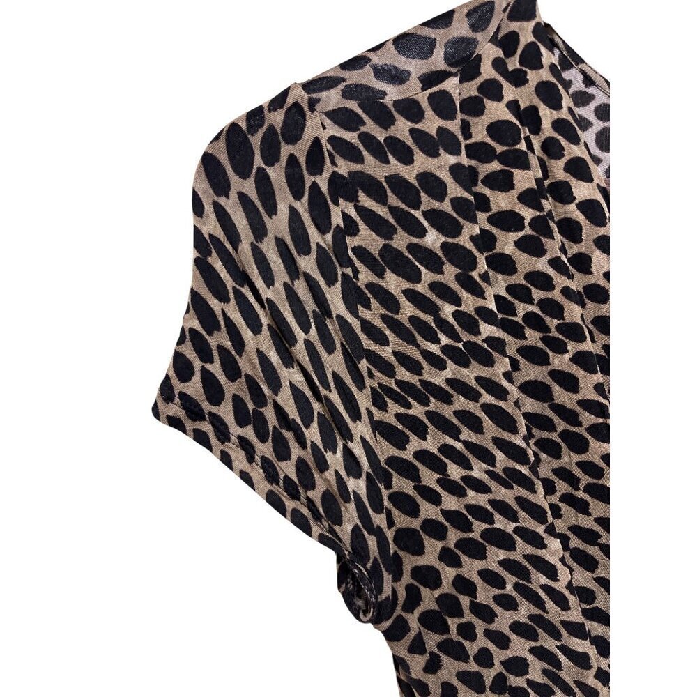 Max Mara Women's Brown Leopard VNeck Wrap Front Dress Size 40 Medium Italy - Picture 3 of 10